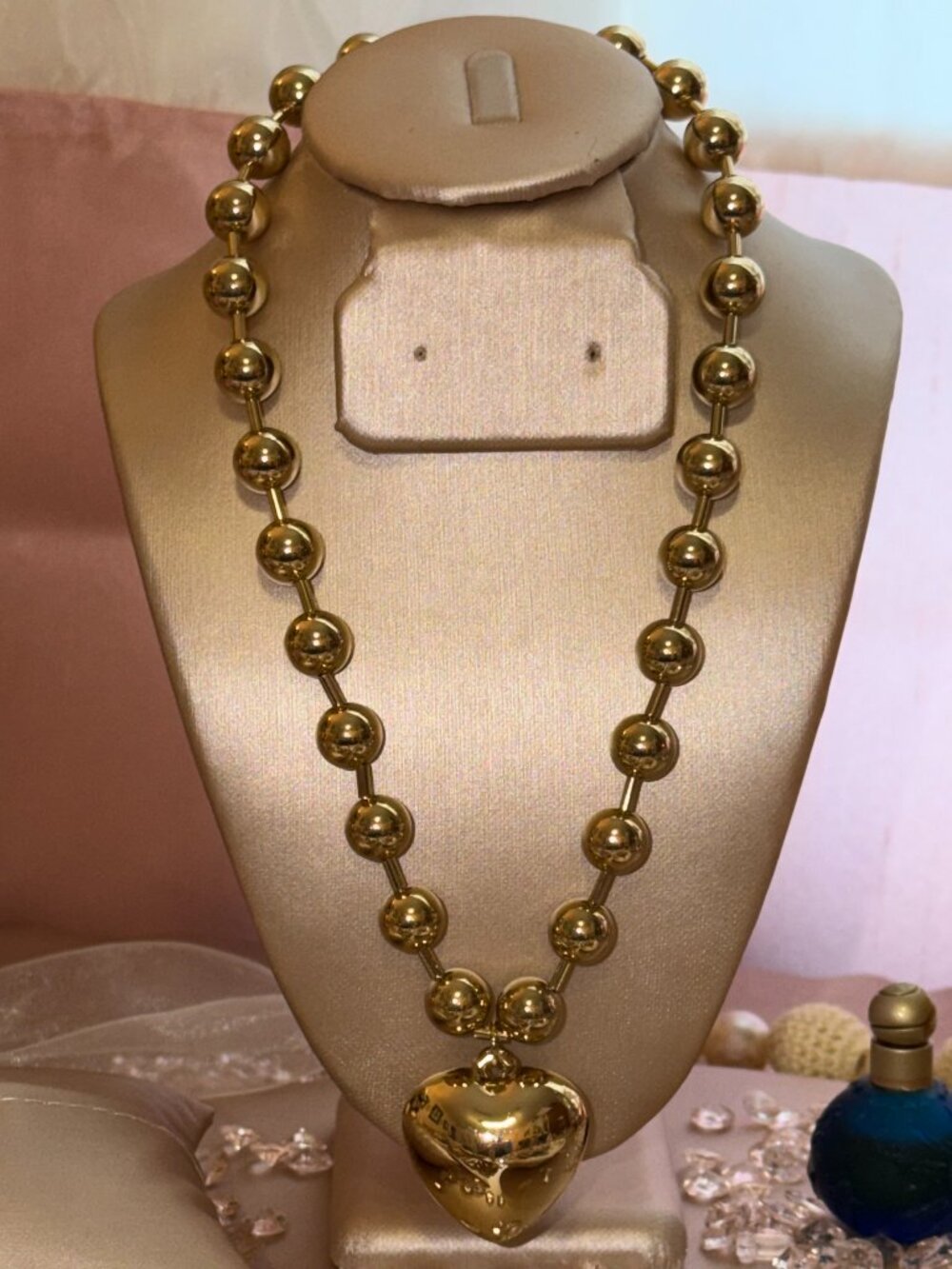 NEW Park Lane Dolly Necklace, Retired Gold Tone Heart Pendant Statement Necklace